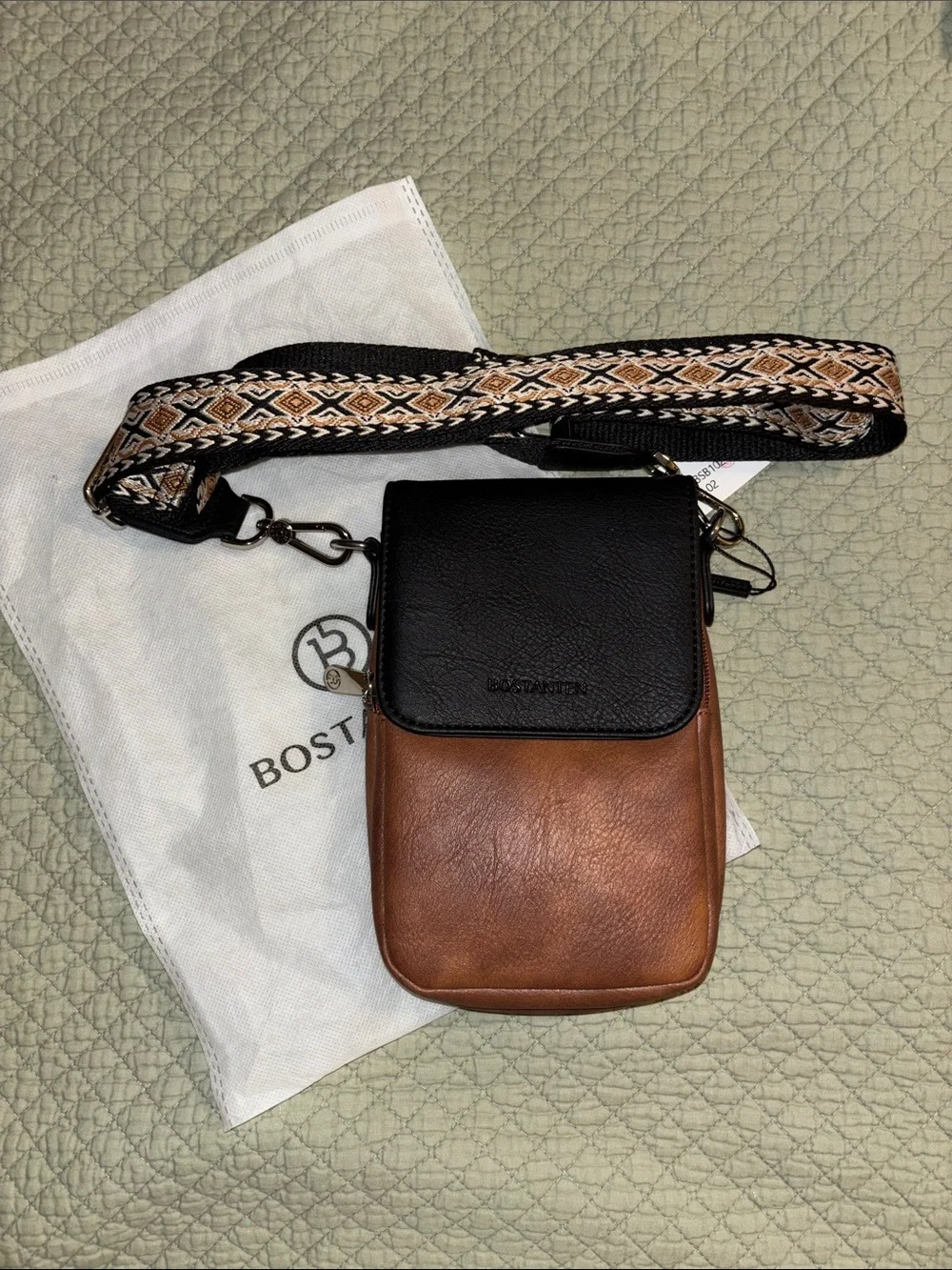 Bostanten Phone Crossbody Bag – Diamond Pattern Strap (NWT)